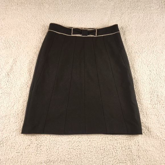 Ann Taylor black wool midi career skirt with bow Size 12 - Picture 1 of 11